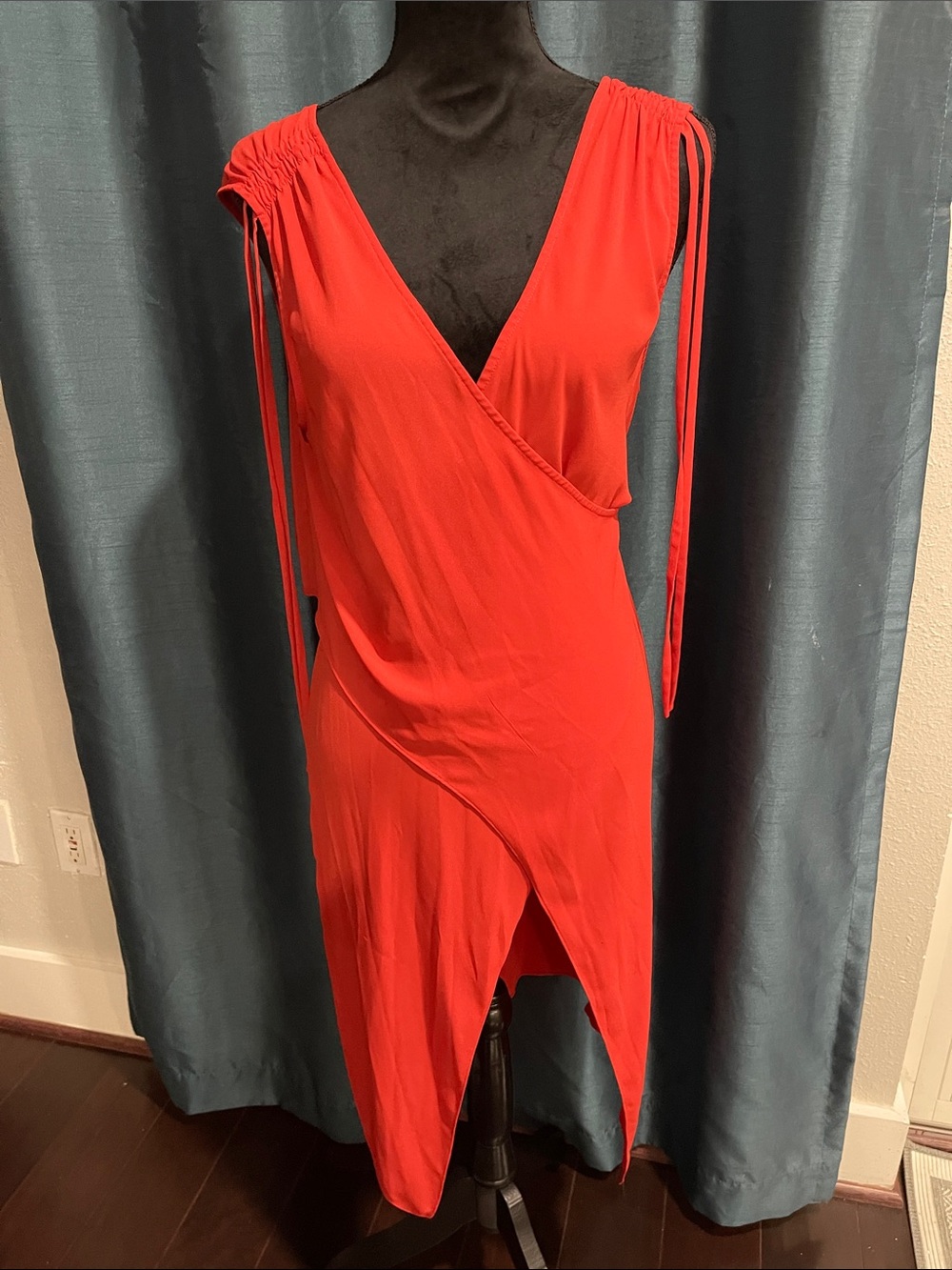 BCBGMaxAzria orange Wrap-Front shirt/High-Low Dress